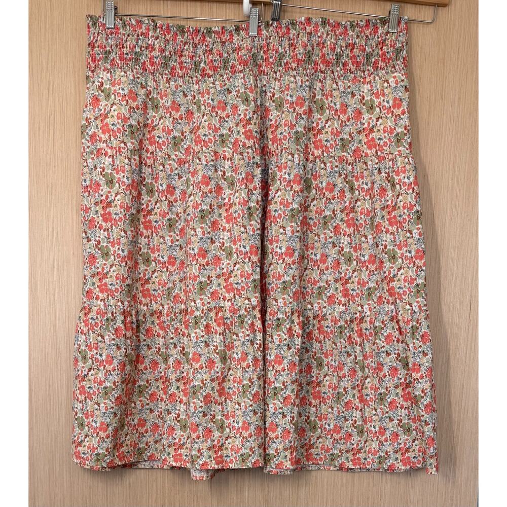 Universal Thread Floral Smocked Midi Skirt Womens Size 4X Pockets Tiered Pull On